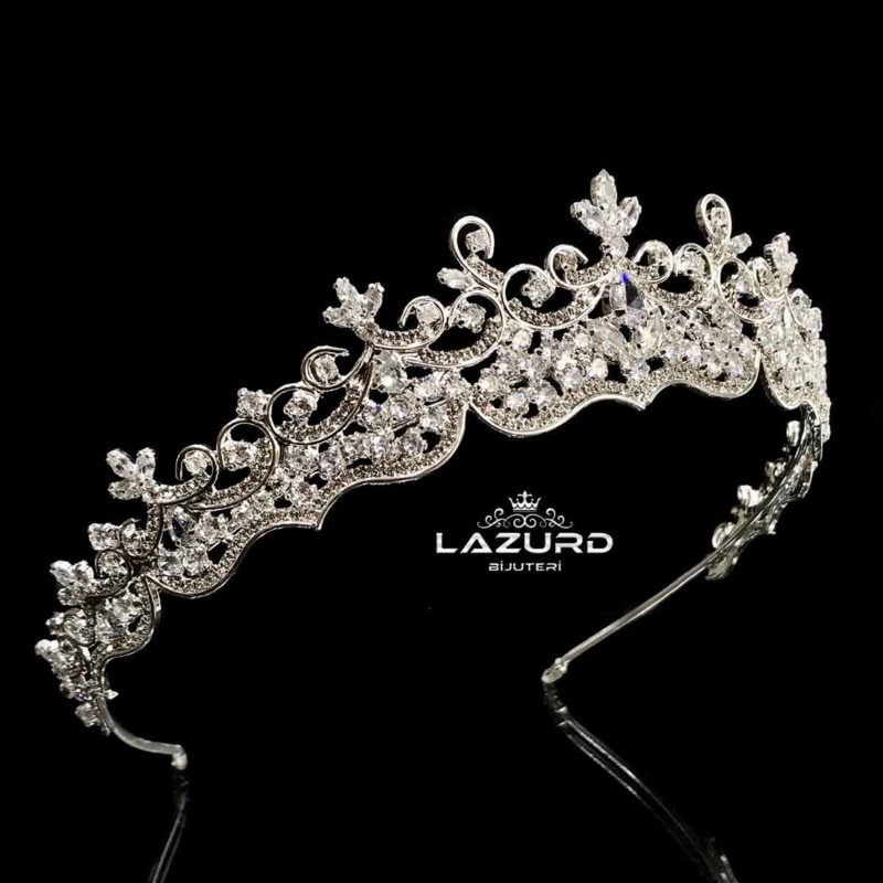 Zircon Bridal Crown - Latife  - 4 cm