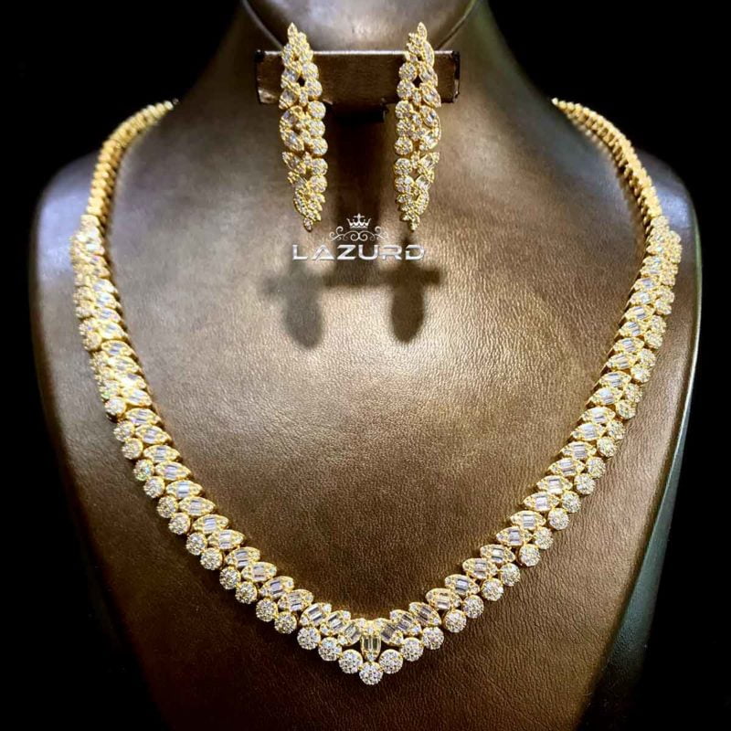 طقم مجوهرات للعروس - ثريا مطلي بالذهب