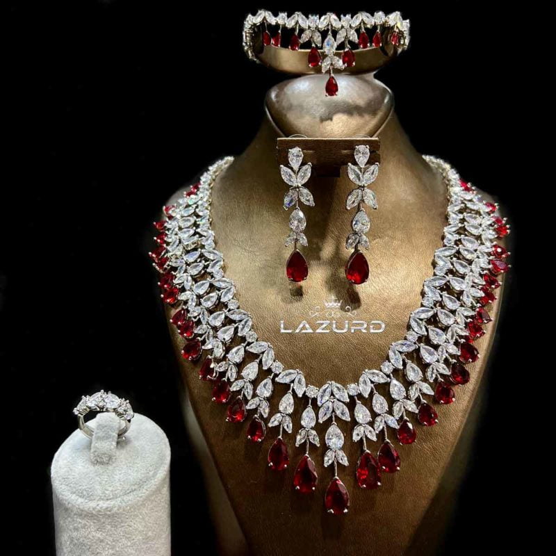 jewelry set for bride - Hadley red