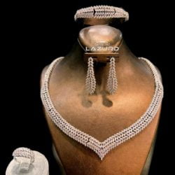 With two rows of marquise stones in the middle Bella imitation diamond bridal jewellery set