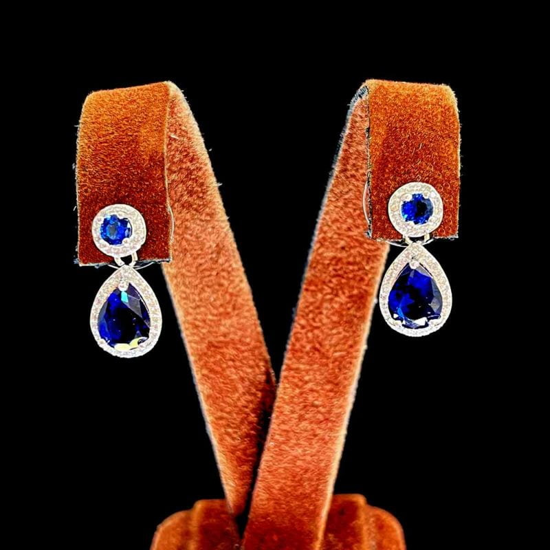 Elena navy blue teardrop wedding earrings