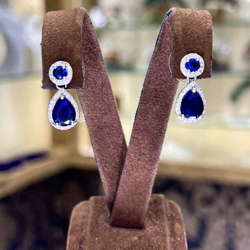 Elena navy blue teardrop wedding earrings real