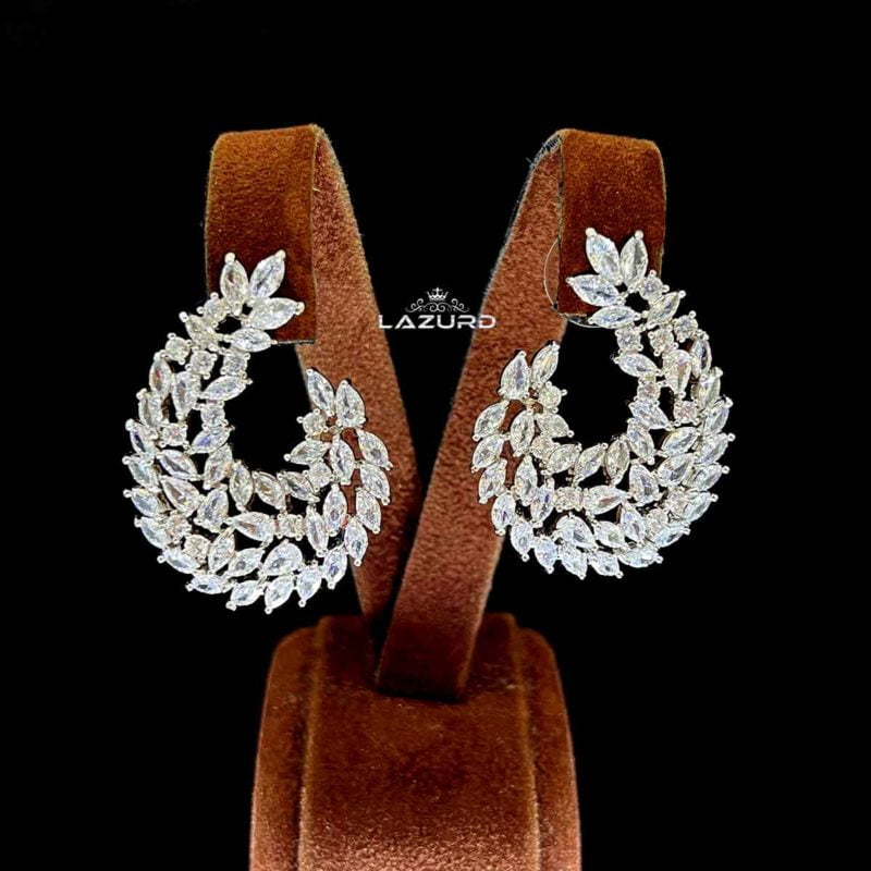Rosalie leaf bridal earrings Compatible with zircon bridal crown