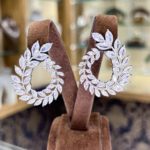 Lorelei clay bridal earrings zircon stone leaves real