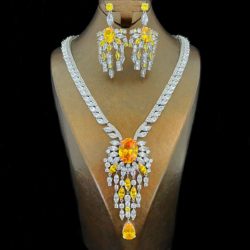 custom jewelry sets Yellow colored large zircon stones