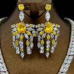custom jewelry sets Yellow colored large zircon stones earring