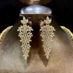 طقم مجوهرات الزفاف مطلية بالذهب موديل مارلين رائع براق حول العنق أقراط