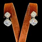 vintage bridal earrings white square zircon stones