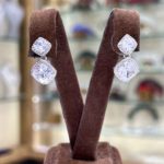 vintage bridal earrings white square zircon stones real