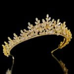 bridal gold crown Meryem 1 Small size 24k gold plated side