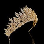 bridal crown gold plated Meryem 3 Zircon branches  side