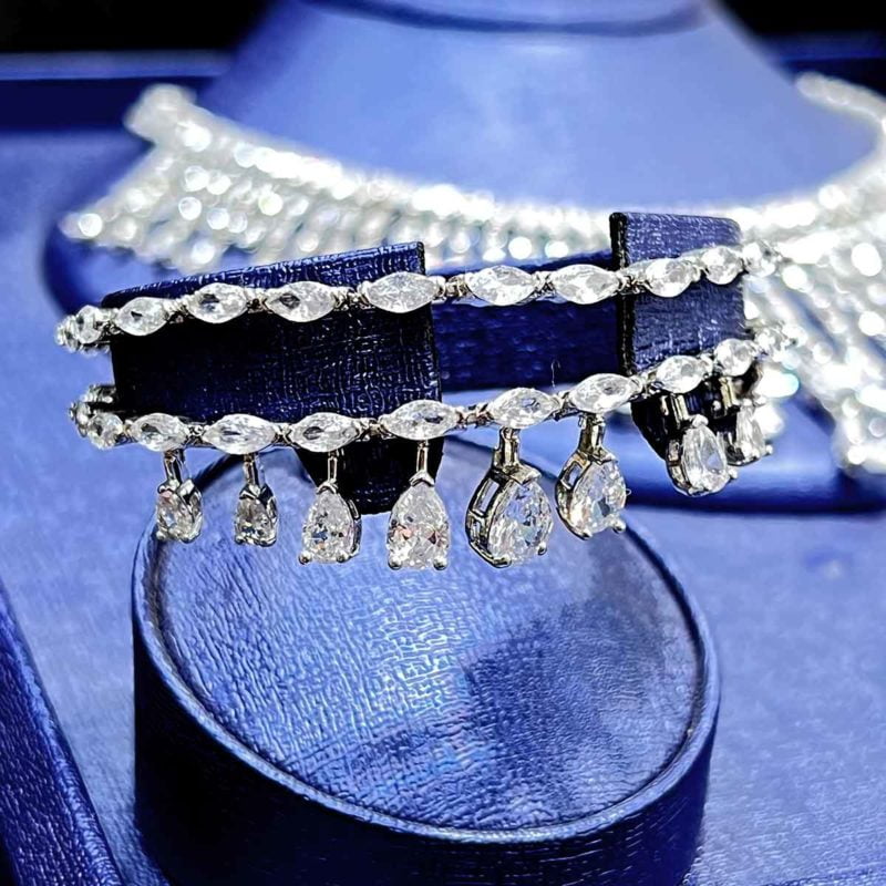 Imitation wedding bridal diamond necklace set Noorseen zircon waterfall Bracelet