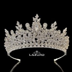 crystal wedding tiara Lauryn model large almond crystal stone