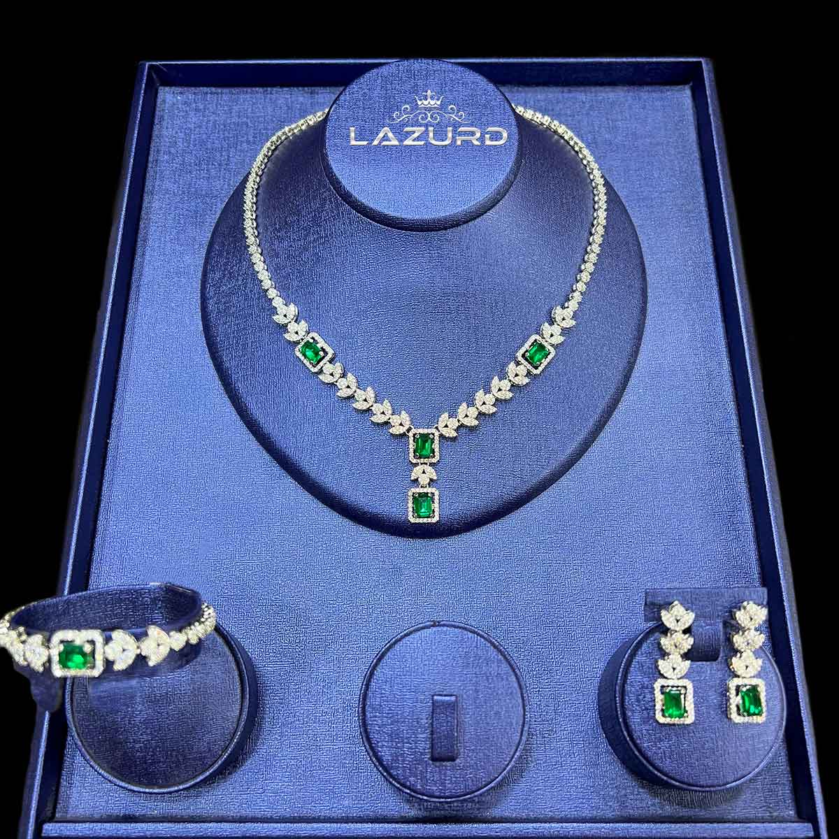 Emerald Wedding Necklace Kaylee Model Brilliant Green Zirconia Stones ...