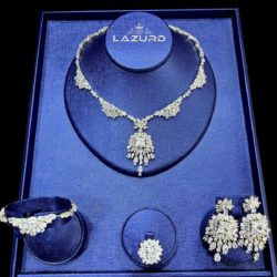 cubic zirconia bridal jewelry sets Ava jewelry set Long necklace and flashy earrings