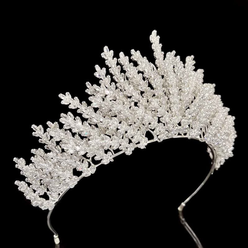 bridal accessories funda unique crowns 3 layers clear zircon branches side