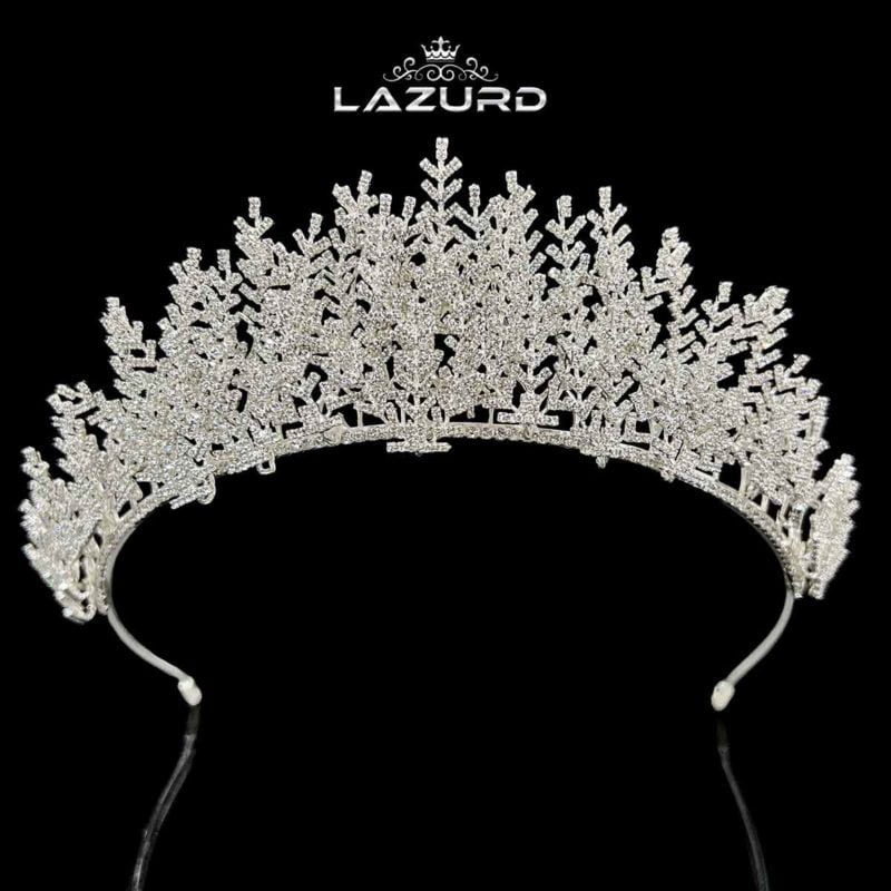 white tiara Sarah model crystal stones in the form of coral branches