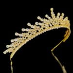 golden crown for bride With zircon stones Angela Small size side