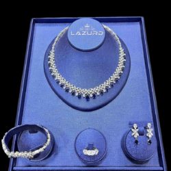 zirkon stone White and blue wedding necklace Karsyn model