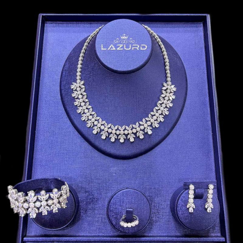 wedding guest jewellery sets yara shiny zircon flowers