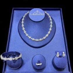 made from oval and small Zircon stones imitation diamond wedding necklace set Tatiana