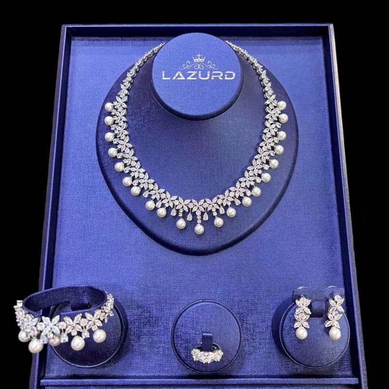 pearl wedding necklace set Fernanda Zircon and pearl charm