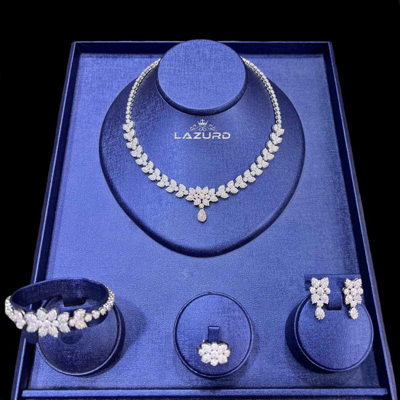 wedding necklace set Lura classic model necklace ring earring and bracelet with white small zircon stone