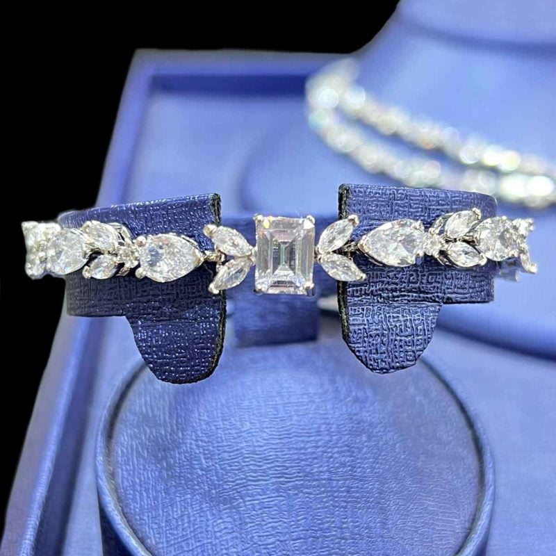 Two rows of brilliant zircon klara teardrop bridal necklace  Bracelet