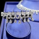 modern bridal necklace set Juliet Baguette stones with water drop stones Bracelet