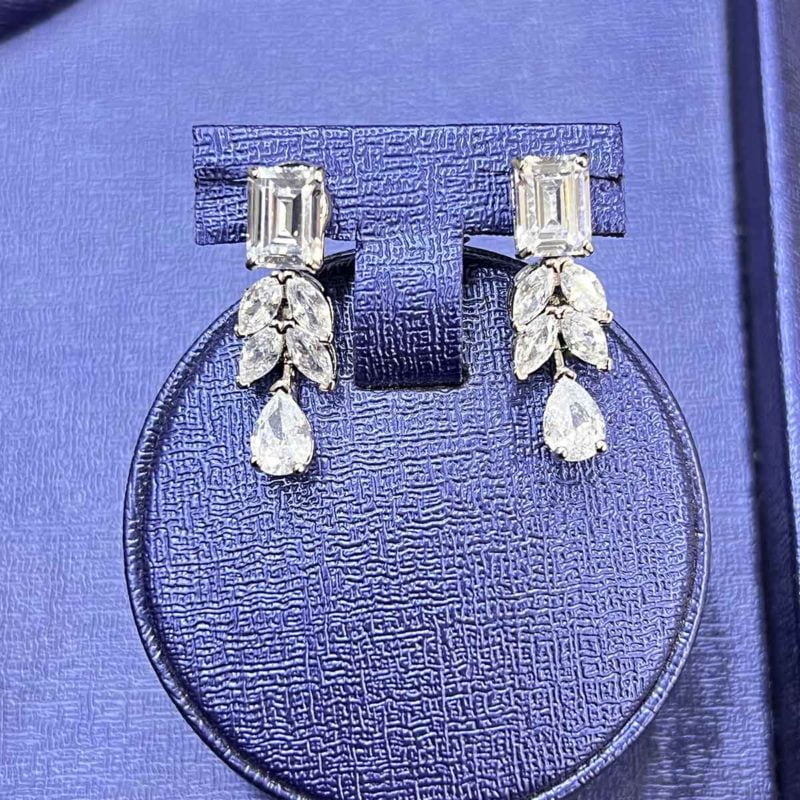 modern bridal necklace set Juliet Baguette stones with water drop stones Earring