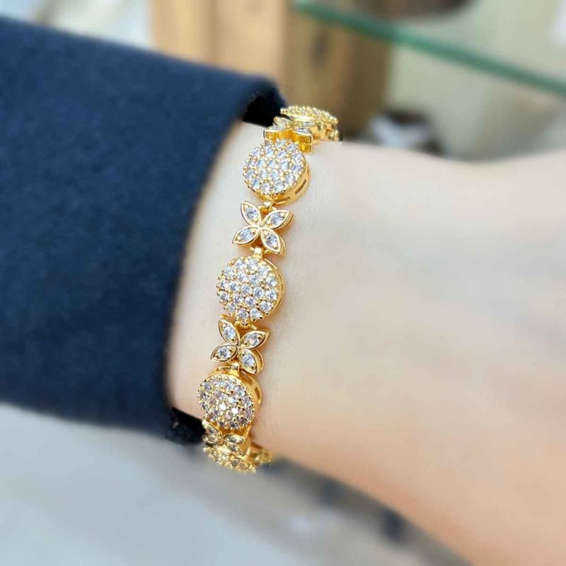 plated gold bracelet for bride Penelope Butterfly and ball real