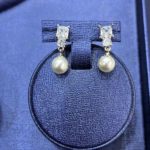two rows of zircons and pearl wedding set Caroline Earring