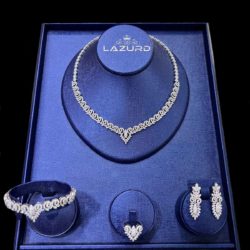 neslihan classic wedding jewelry set made of tiny zircon stones