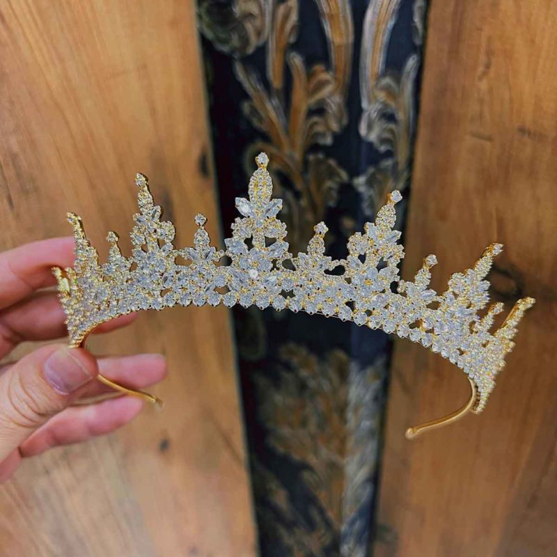 gold tiara for wedding banu model Real photo