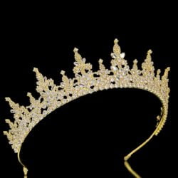 gold tiara for wedding banu model Real gold plated saide