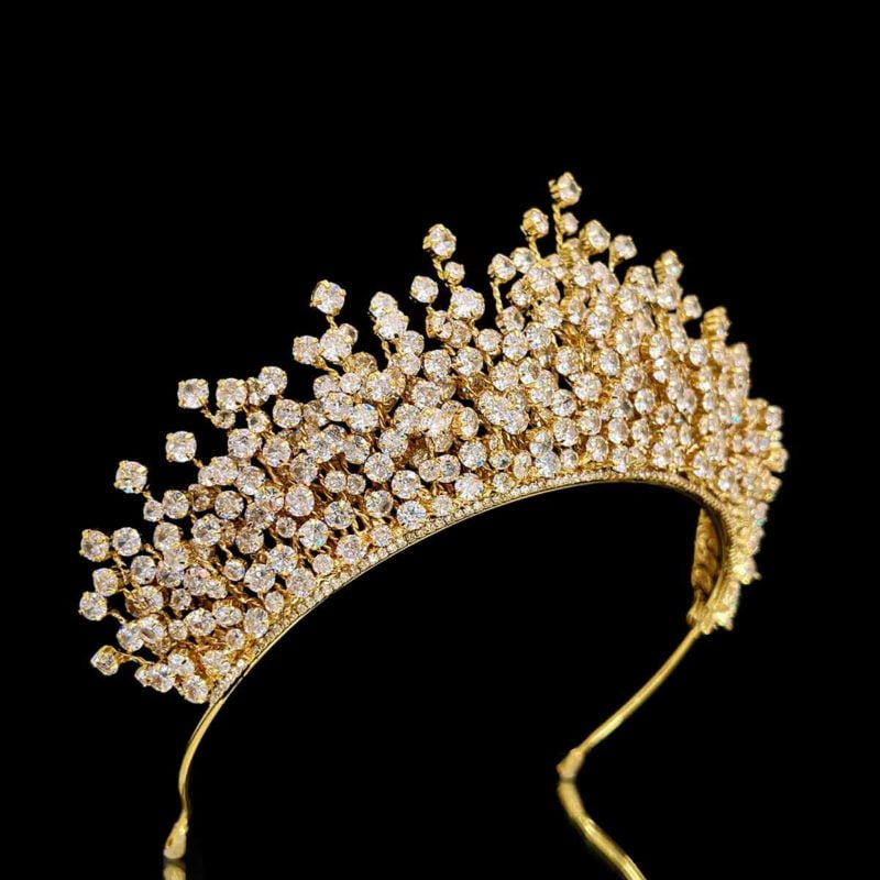 gold tiara crown 24 karat plated Akasya saide