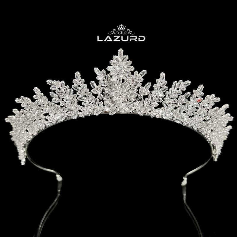 leaf pattern bridal hair crown Arden marquise white zircon