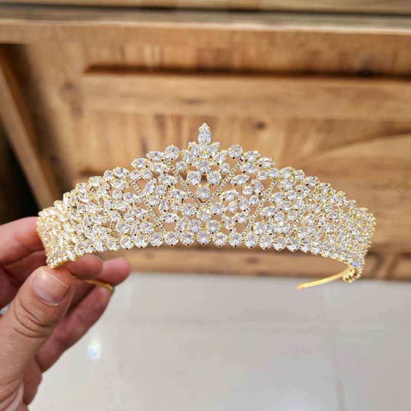plated with gold wedding crown Madeline real
