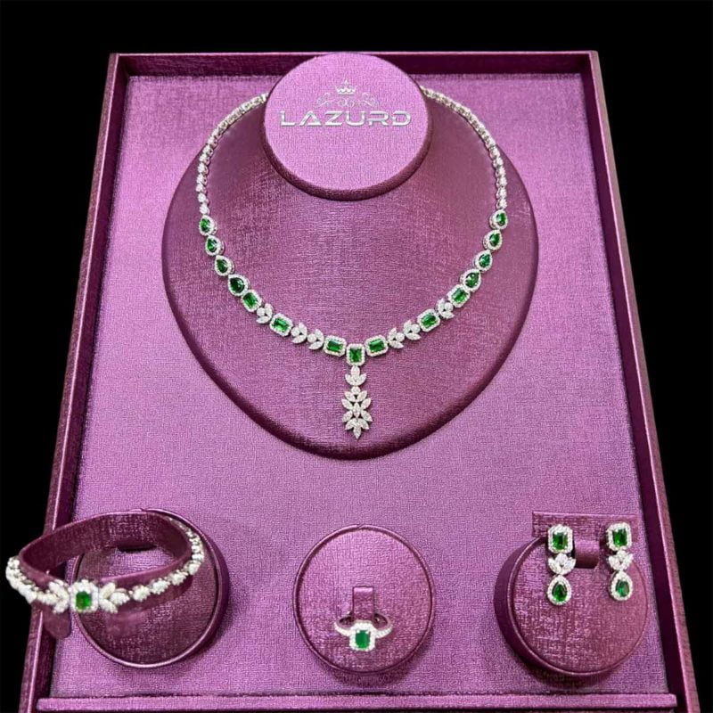 wedding sets roberta green and white zircon stone