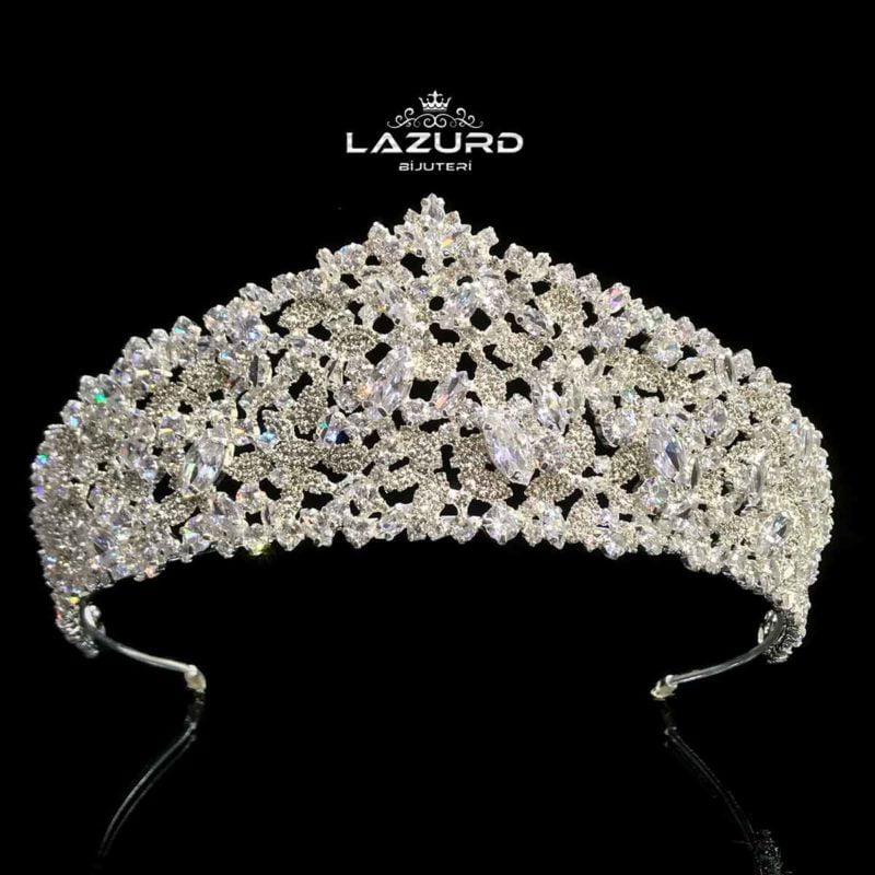 bridal hair crown crystal and zircon Nellie luxury model