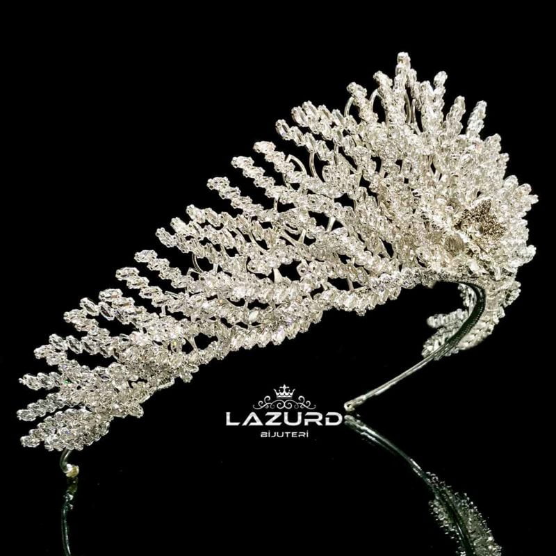 diadem bridal Laurel model zircon stones saide