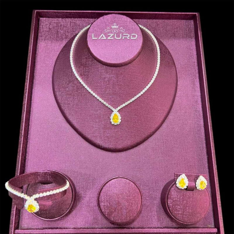 imitation diamond jewelry Lara model yellow with drop shaped yellow zircon stone