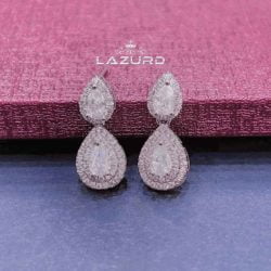 modern bridal earrings tolan 2 water drops zircon stone