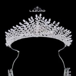 white bridal tiara bella detailed design with a large marquise stone on top