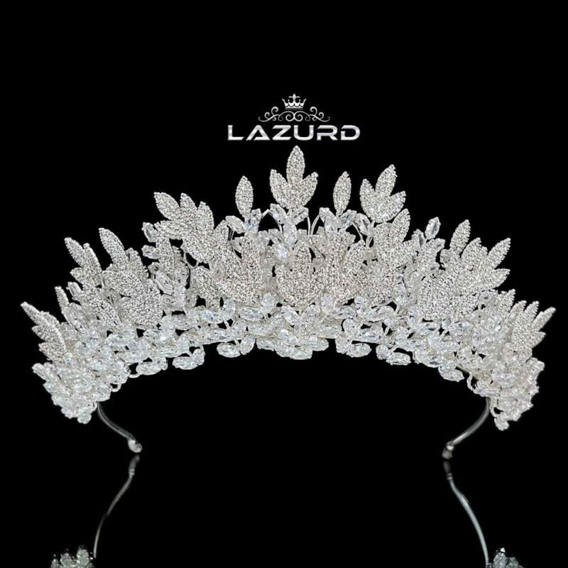 hair tiara for wedding Pascoe model Mixed zircon and crystal petals