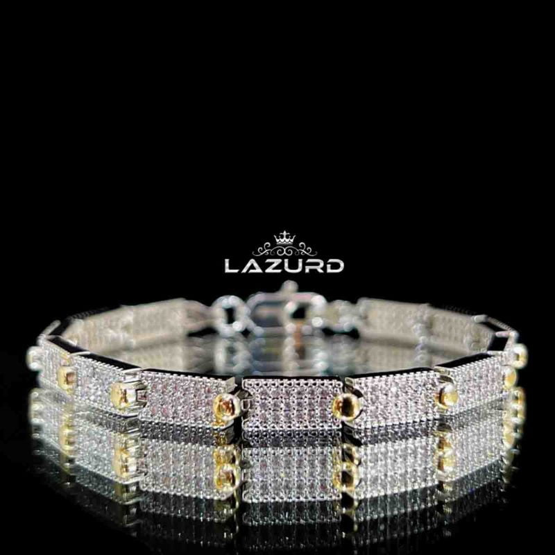 zircon stone bracelet Arsilia white gold plated with yellow dots
