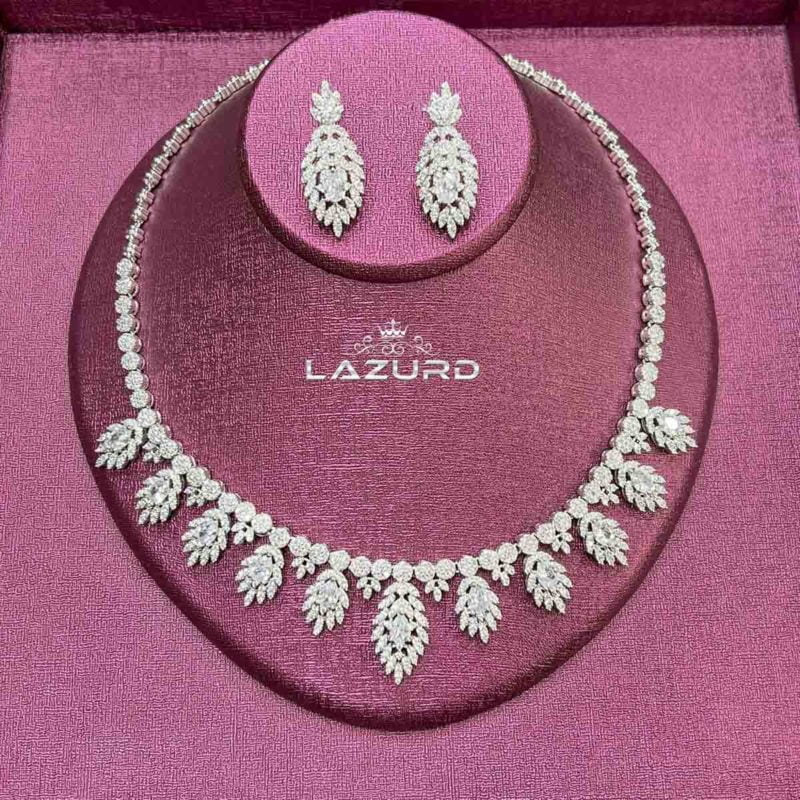 necklace earring set hilina almond shaped stone