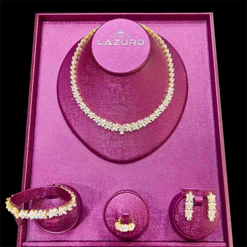 gold plated jewellery set Sofya model white zircon