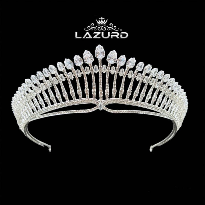 zircon and crystal wedding tiara Rosalie model with beautiful details