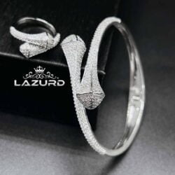 set bracelet and ring: Rhodium and Zircon Details